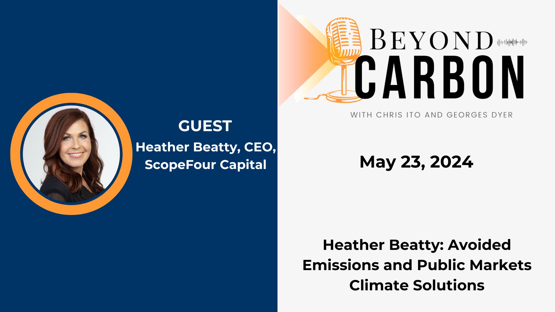 A picture of Heather Beatty, ScopeFour Capital CEO, who joined Georges and Chris for an insightful discussion on climate solutions in public equity markets.