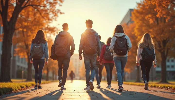 An image of college students heading back to school. University endowments will have to navigate the ESG backlash and fossil fuel resurgence as they manage their portfolios.
