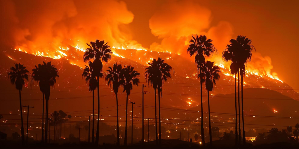 An image of the wildfires in Los Angeles. An example of physical climate risk.