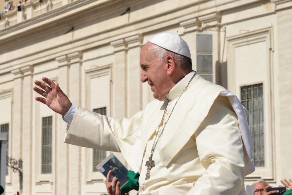 A picture of Pope Francis, who was a powerful ally of the climate movement.